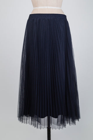 Jupe en tulle marine à plis accordéon (14)