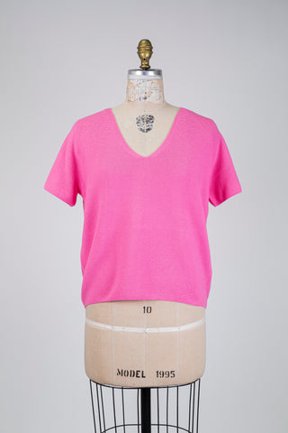 T-shirt rose flamingo en tricot pur coton (4+6)