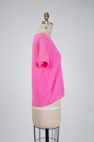 T-shirt rose flamingo en tricot pur coton (4+6)