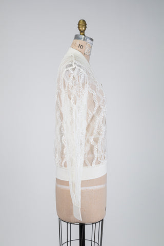 Ivory bomber jacket with sheer lace (S to XL)