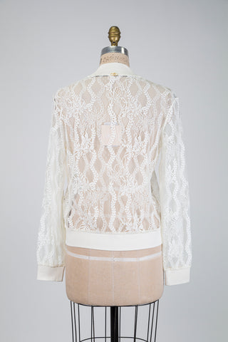 Ivory bomber jacket with sheer lace (S to XL)
