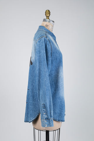Snoopy print denim blouse on the back (14)