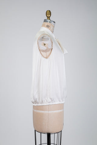 Cream blouse with pussy-bow collar (6+12)