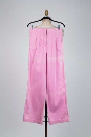 Pantalon large rose à surpiqûres verticales (6+8) *imp*