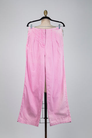 Pantalon large rose à surpiqûres verticales (6+8) *imp*