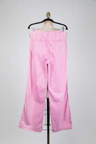 Pantalon large rose à surpiqûres verticales (6+8) *imp*