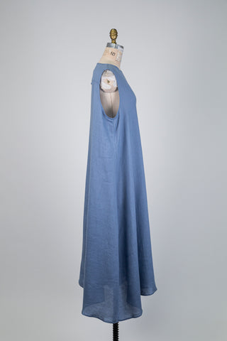 Robe trapèze en lin bleu ardoise (XL)