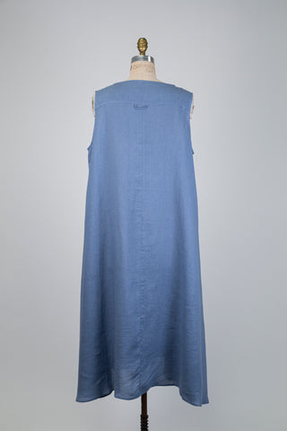 Robe trapèze en lin bleu ardoise (XL)