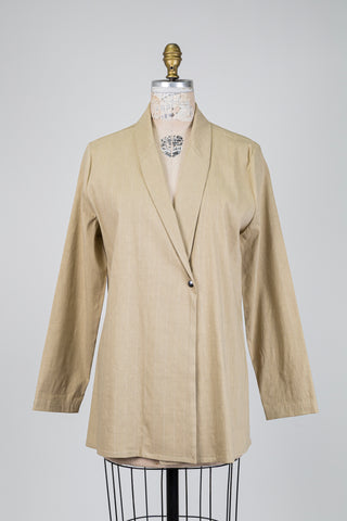Blazer beige sable à fines rayures blanches (S à L)