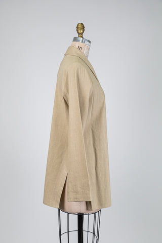 Blazer beige sable à fines rayures blanches (S à L)