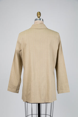 Blazer beige sable à fines rayures blanches (S à L)