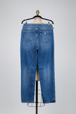 Denim trousers with gold buckle belt (28-29-31-32)
