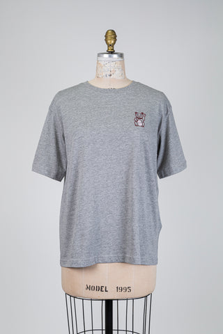 T-shirt gris à chat porte-bonheur brodé (XS à L)