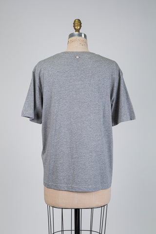 T-shirt gris à chat porte-bonheur brodé (XS à L)