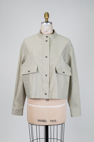Veste oversized en lin techno grège minéral (S à L)