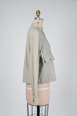 Veste oversized en lin techno grège minéral (S à L)
