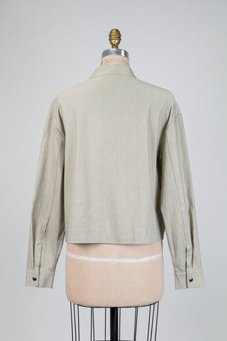 Veste oversized en lin techno grège minéral (S à L)