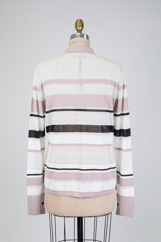 Cardigan rayé rose poudré, blanc et noir (TU)