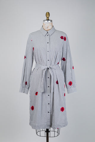 White striped shirtdress with red embroidery (6)