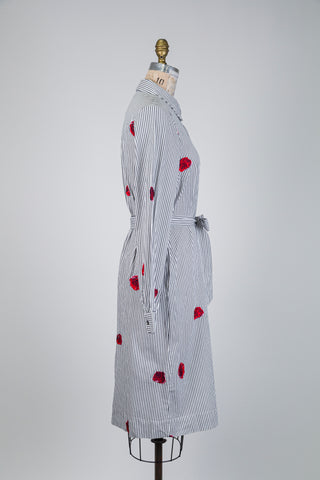 White striped shirtdress with red embroidery (6)