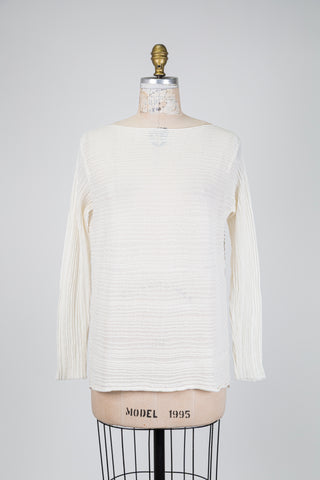 Cream fine ribbed knit sweater (OS)