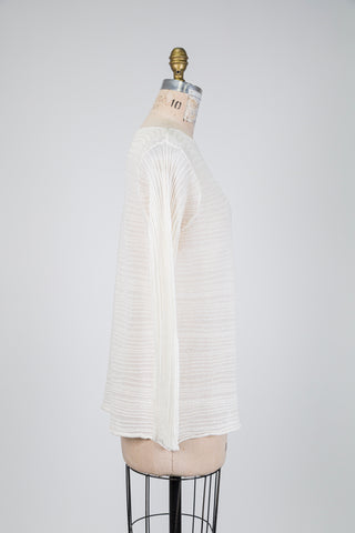 Cream fine ribbed knit sweater (OS)