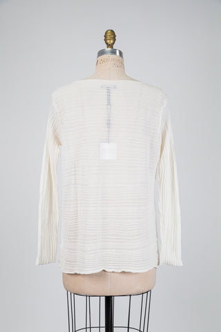 Cream fine ribbed knit sweater (OS)
