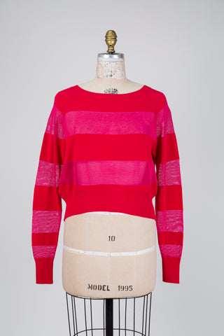Fuchsia sweater with openwork stripes (OS)