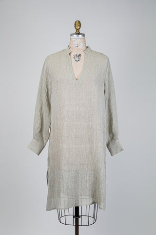 Natural linen tunic dress (S)