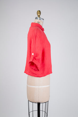 Coral pink linen blouse (M/L)