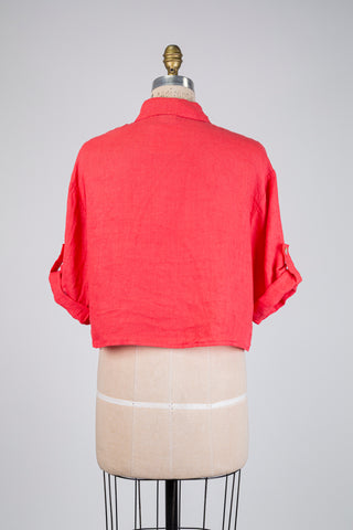 Coral pink linen blouse (M/L)