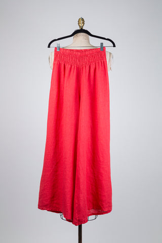 Coral pink linen palazzo trousers (M/L)