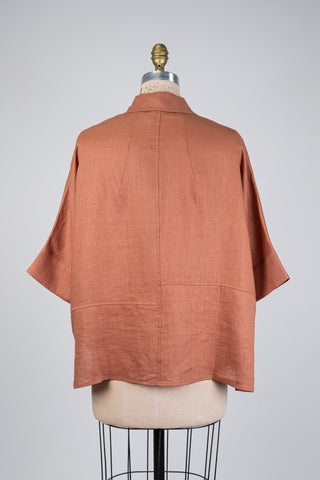 Chemisier oversized en lin brun (S+)