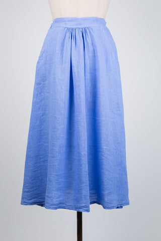 Blue linen A-line skirt (S to XL)