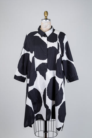 Black graphic polka dot shirt dress (XL)