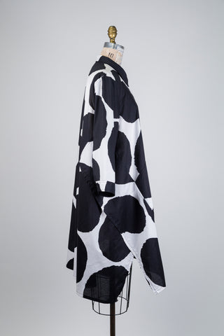 Black graphic polka dot shirt dress (XL)