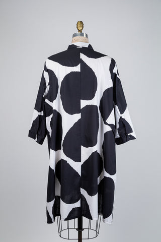 Black graphic polka dot shirt dress (XL)