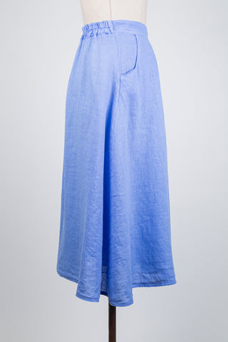 Blue linen A-line skirt (S to XL)