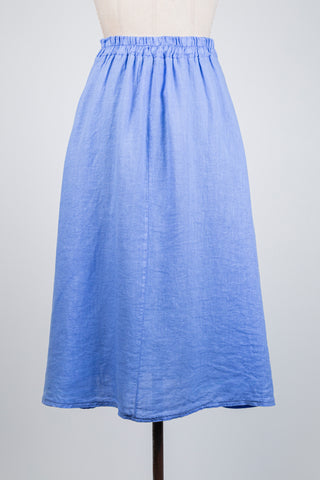 Blue linen A-line skirt (S to XL)