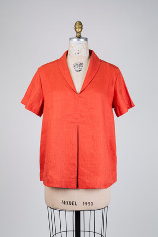 Blouse en lin terracotta (S+)