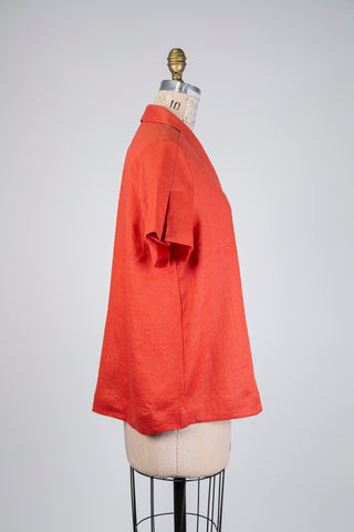 Blouse en lin terracotta (S+)