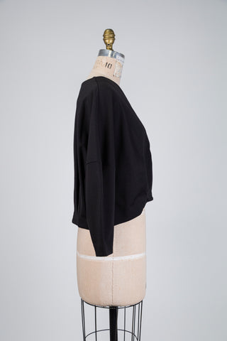 Black cropped cardigan with pleated hem (S)