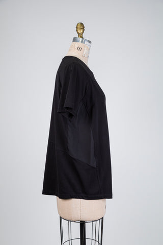 Black two-material T-shirt (S+)