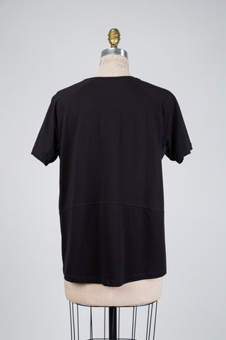 Black two-material T-shirt (S+)