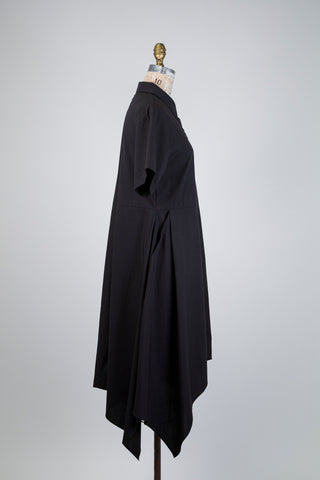Robe chemisier noire à coupe foulard (S+)