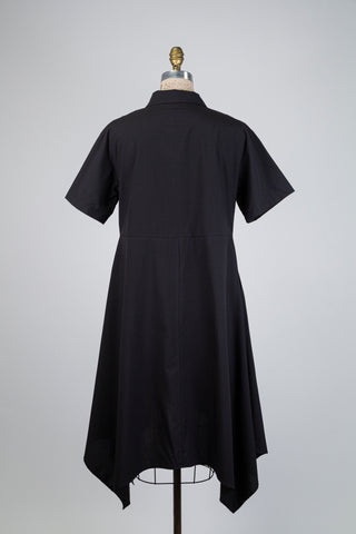 Robe chemisier noire à coupe foulard (S+)