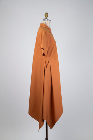 Camel Drape Hem Shirtdress (S+)