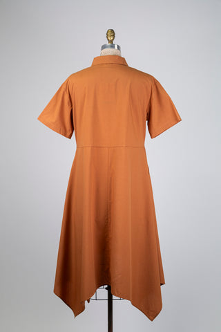 Camel Drape Hem Shirtdress (S+)