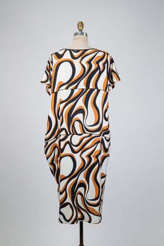 Cream Abstract Print Balloon Dress (S+)