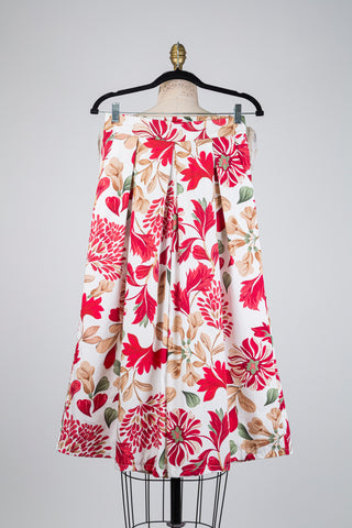 Red floral print culottes (M+L)